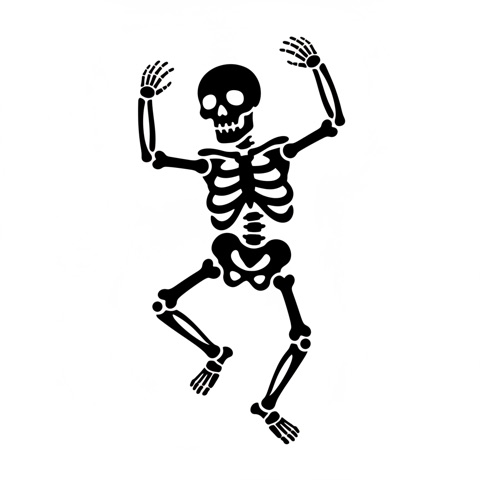 AI pumpkin carving stencil: a dancing skeleton